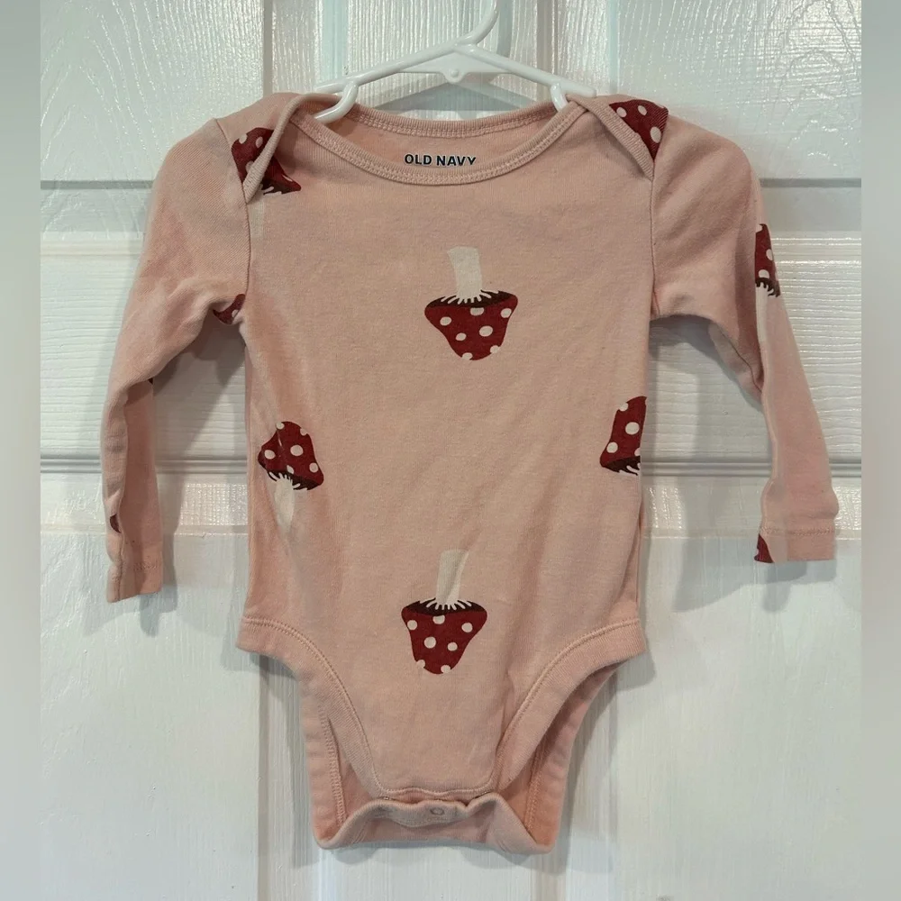 Old Navy Pink Onesie with Mushrooms